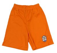 Oranžové športové kraťasy s potlačou