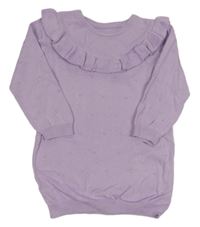 Lila svetrové šaty s bodkami a volánem Matalan