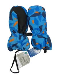 Nové - Modré vzorované šusťákové zimní palcové rukavice Lupilu