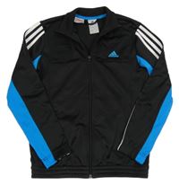 Černo-modrá sportovní propínací mikina s logem Adidas