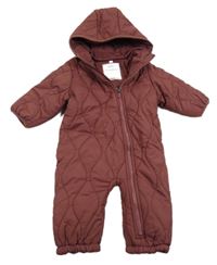 Vínová prešívaná šušťáková zimná kombinéza s kapucňou Topomini