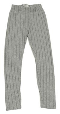 Šedé melírované žebrované úpletové legíny Shein