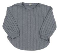 Modrá melírovaná rebrovaná úpletová mikina Shein