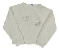 Biela mikina so srdiečkami s kamienkami