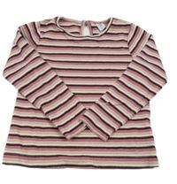 Starorůžovo-vínovo-biele pruhované trblietavé tričko Topolino