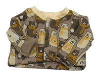 Hnedá zateplená prepínaci mikina s medveďmi