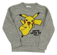 Šedý melírovaný svetr s Pikachu C&A