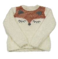 Smetanovo-hnedý chlpatý sveter s líškou C&A