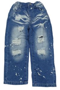 Modré skvrnité rifle s vyšúchaním Shein