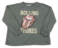 Tmavosivé hudební tričko s překlápěcími flitry - The Rolling Stone Next