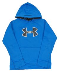 Modrá sportovní funkční mikina s logem a kapucí Under Armour