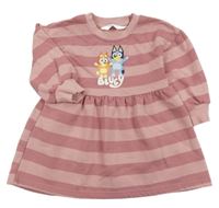 Starorůžovo-ružové pruhované teplákové šaty s Bluey H&M