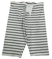 Nové - Bielo-čierne pruhované elastické kraťasy H&M