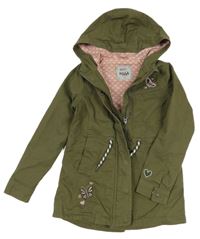 Khaki plátenná jarná parka s motýlom a kapucňou Yigga
