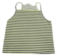 Bielo-čierno-neónově zelený pruhovaný crop top H&M