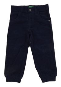 Tmavomodré manšestrové cuff kalhoty Benetton