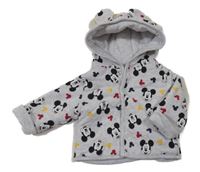 Šedá melírovaná zateplená propínací mikina s Mickeym a kapucí Primark