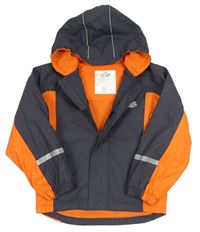 Sivo-oranžová nepromokavá jarná bunda s kapucňou