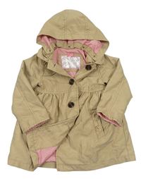 Béžový šušťákový jarný kabát s kapucňou zn. Mothercare