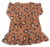 Hnedé teplákové šaty s leopardím vzorom F&F