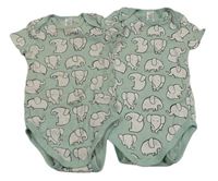 2x zeleno-biele body so slonmi C&A