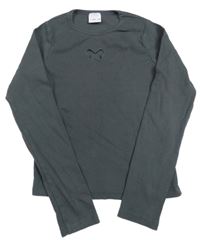 Tmavosivé rebrované crop tričko Zara