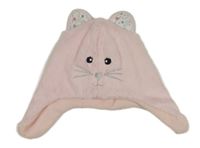Světlerůžová chlupatá podšitá čepice s čumákem George