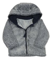 Tmavomodrá melírovaná chlupatá propínací mikina s kapucí Nutmeg