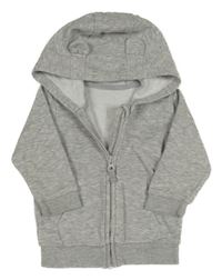 Šedá melírovaná propínací mikina s kapucí George