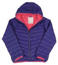 Fialová šusťáková prošívaná zateplená bunda s kapucí M&S