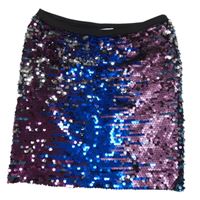Modro-fialovo-černá flitrová podšitá sukně E-Vie