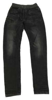 Tmavošedé skinny rifle s úpletovým pasem George