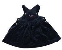 Tmavomodré sametové laclové šaty s výšivkou Next