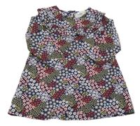 Tmavomodro-vínovo-biele kvetované šaty Bluezoo