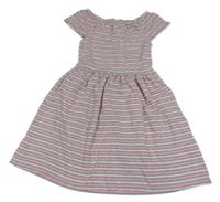 Sivo-ružovo-biele pruhované šaty S. Oliver