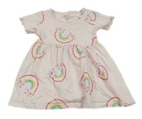 Svetloružové bavlnené šaty s duhami