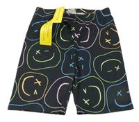 Nové - Čierne športové kraťasy s farebnymi smajlíky Shein