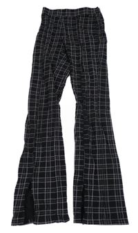 Čierno-ružové kockované flare legíny H&M