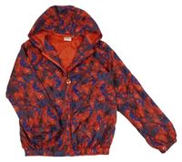 Červeno-modrá vzorovaná šusťáková jarní bunda se Spidermanem a kapucí Marvel