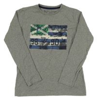 Sivé melírované tričko s vlajkou