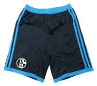 Černo-modré fotbalové funkční kraťasy s pruhy - FC Schalke 04 Adidas
