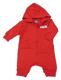 Červená teplákové kombinéza s logom a kapucňou Puma