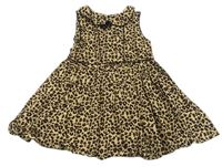 Béžové ľahké šaty s leopardím vzorom a golierikom Next