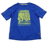 Modré športové funkčné tričko so stromami a horami McKinley