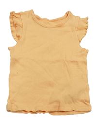 Oranžový rebrovaný top s volánikmi Primark