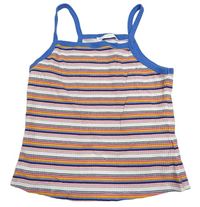 Bielo-modro-farebný pruhovaný rebrovaný crop top M&S