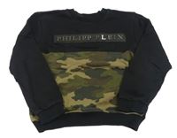 Černo-kahki mikina s army prvkem a nápisom