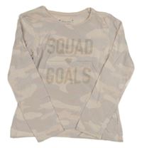 Světlerůžovo-lila army pyžamové triko s nápisem Primark