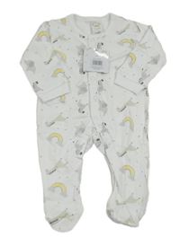 Nové - Biely overal so zvieratkami a duhami