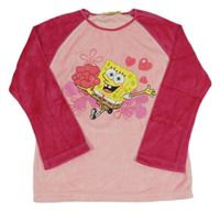 Ružové zamatové tričko so Spongebobem